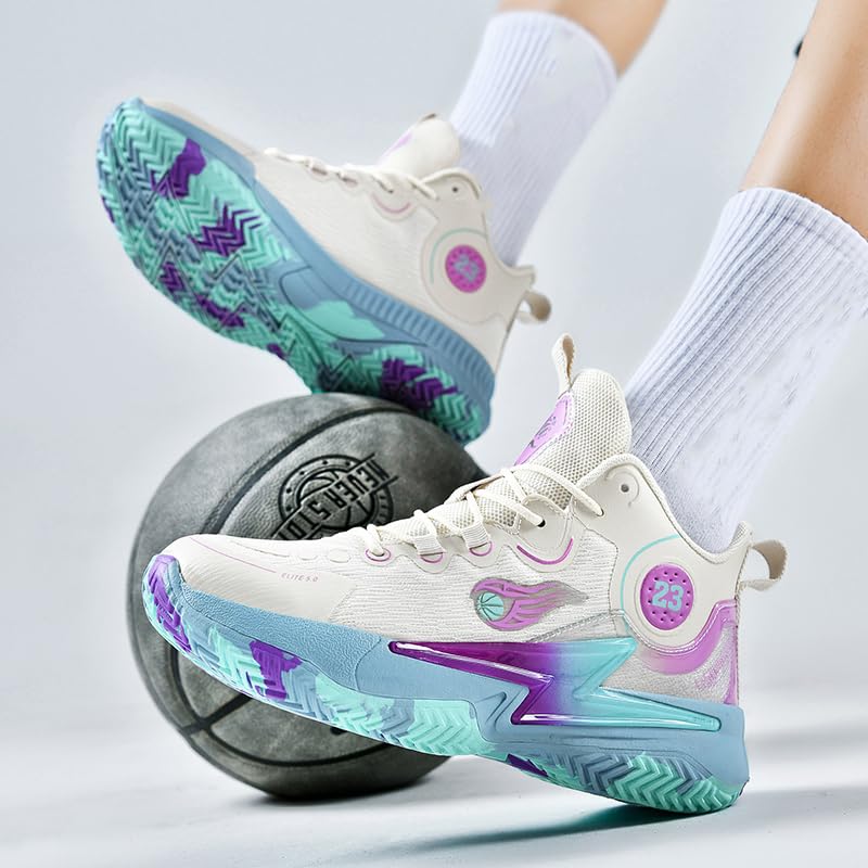 Image of Womens Mens Basketball Shoes Lightweight Fashion Breathable Comfortable Non Slip Sport Indoor Outdoor Sneakers for Unisex