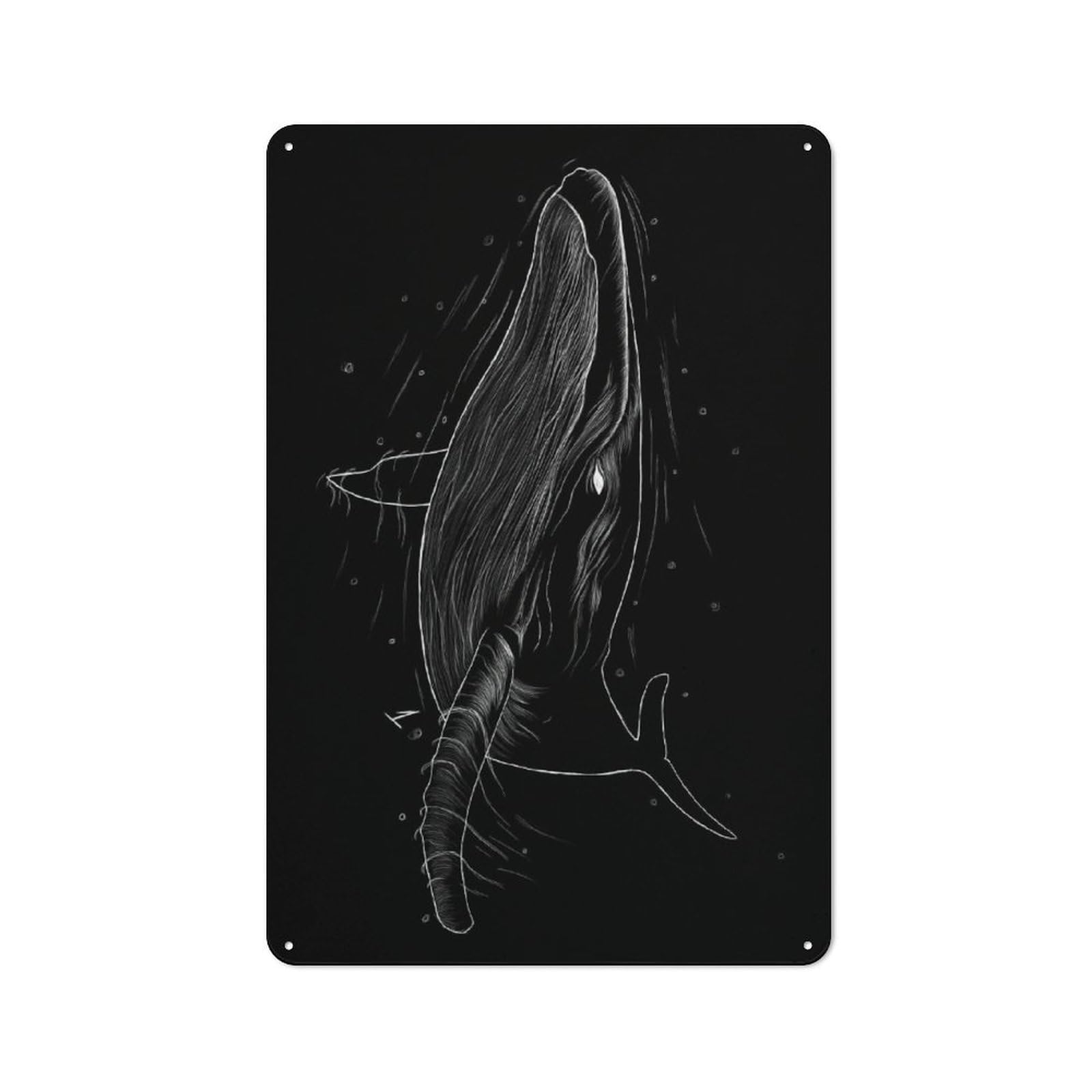 Junmoney 009 Whale Vintage Tin Sign 30X20cm For Hobby Room Or Studio, A New Home Present For Creative Interior Collectors