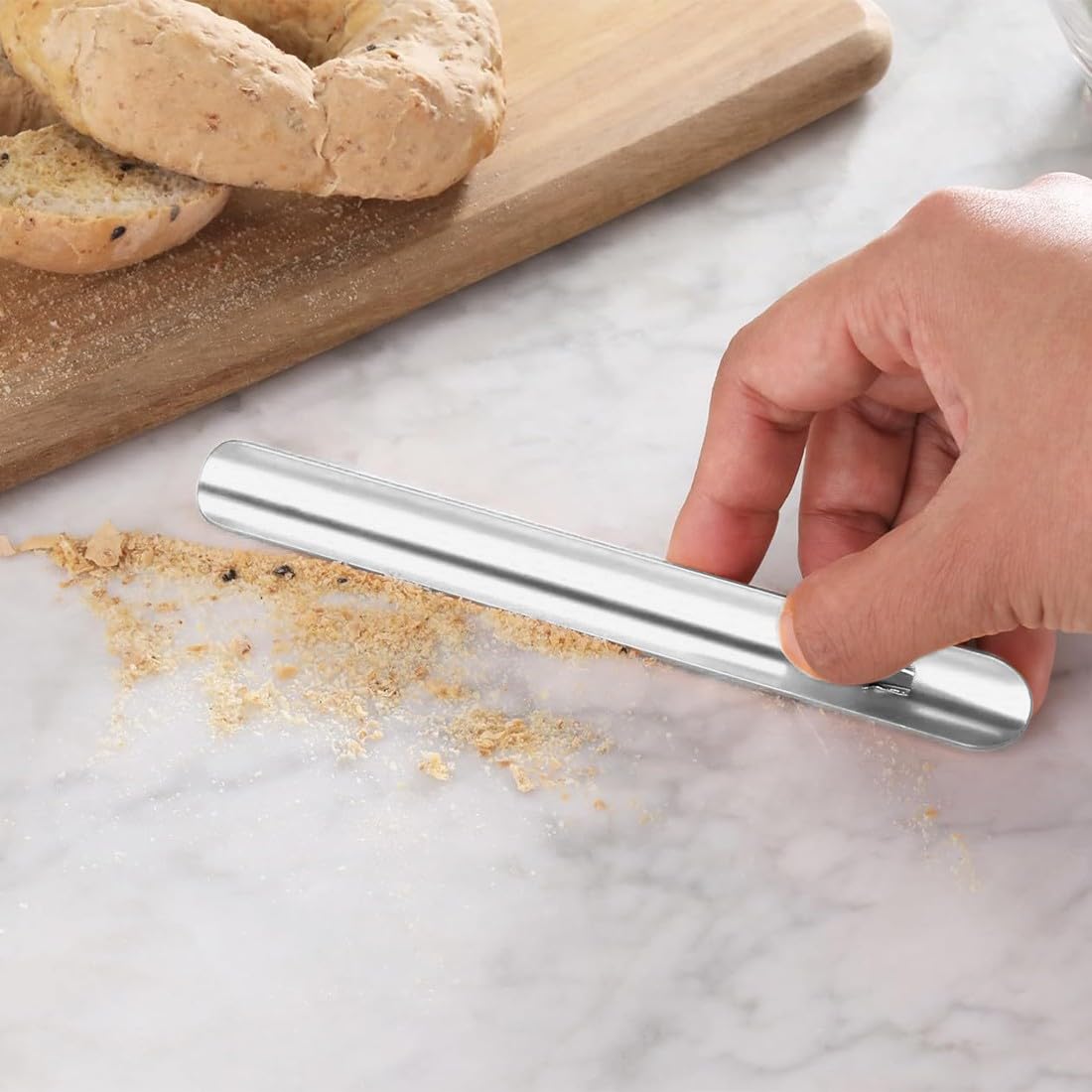 2 Pezzi Raccogli Briciole, Raccoglibriciole Acciaio, Paletta Raccogli Briciole in Acciaio Inox, Bordo Curvo e Flessibile, Attrezzo per Pulisci Briciole da Tovaglia per Ristorante e Ristorante