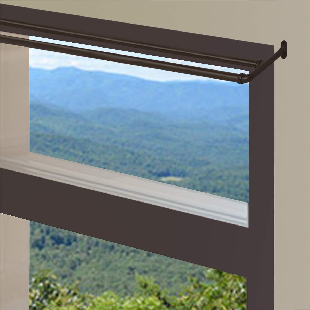 Rod Desyne 5/8" Blackout Double Curtain Rod, 28-48 inch, Cocoa