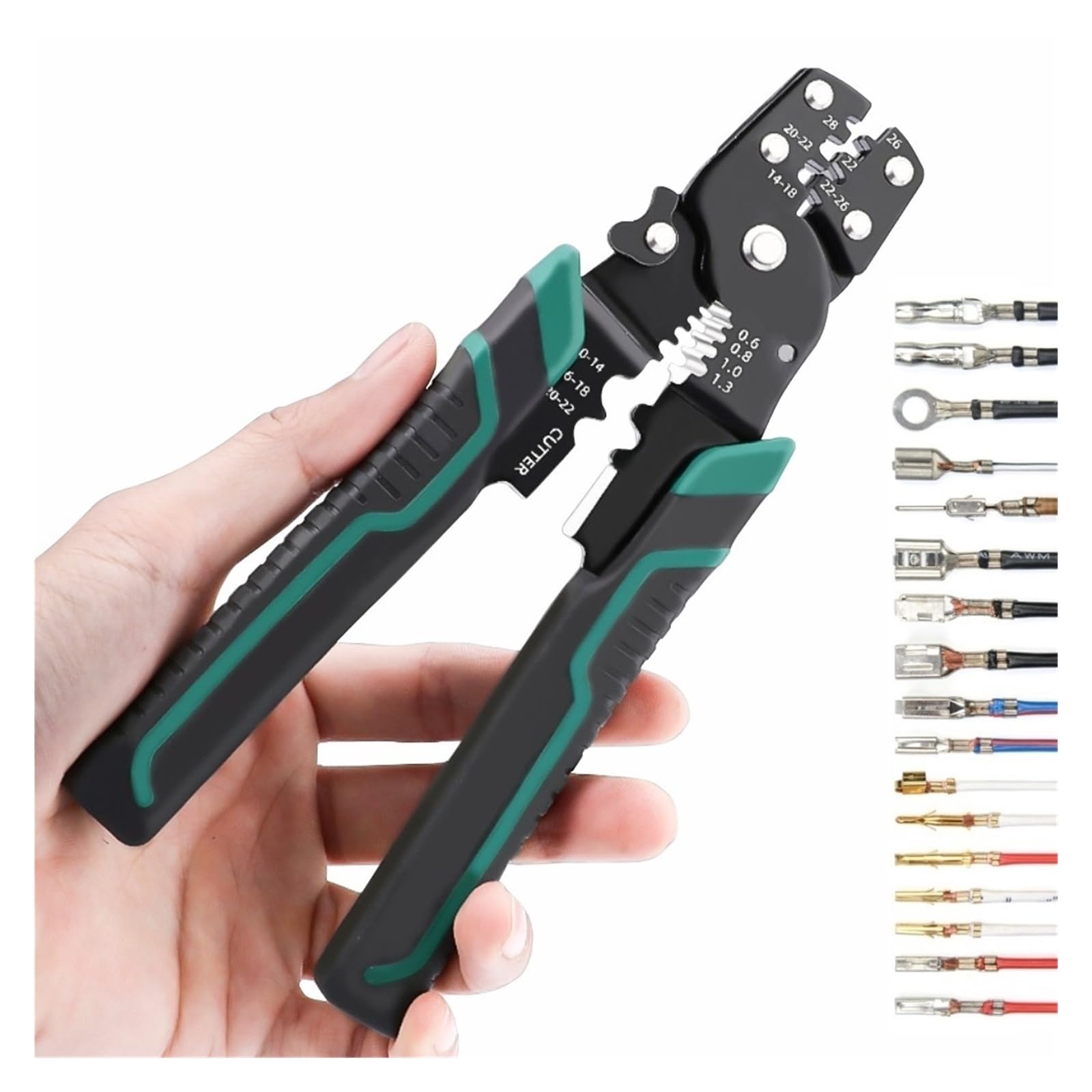 Herramienta De Prensado Alicates Pelacables Cortador Crimpadora 10-26AWG Terminal Cordón Tubo Cuadrilátero Crimpeado Preciso