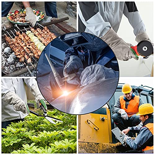 Coreground Leather Safety Welding Gloves For Mig Tig Heat Resistant For Wood Stoves Outdoor Cooking And Animal Handling For Mens Womens (Long Grey,L) #TOP5