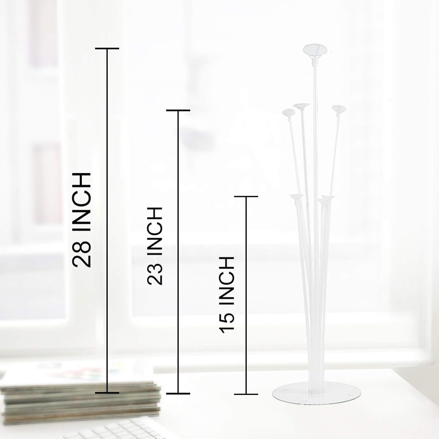 Timoo 6 Balloon Stand Kit, Reusable Table Balloon Stand Holder for Birthday Party, Wedding, Any Party Decorations, Centerpiece with Base Each.