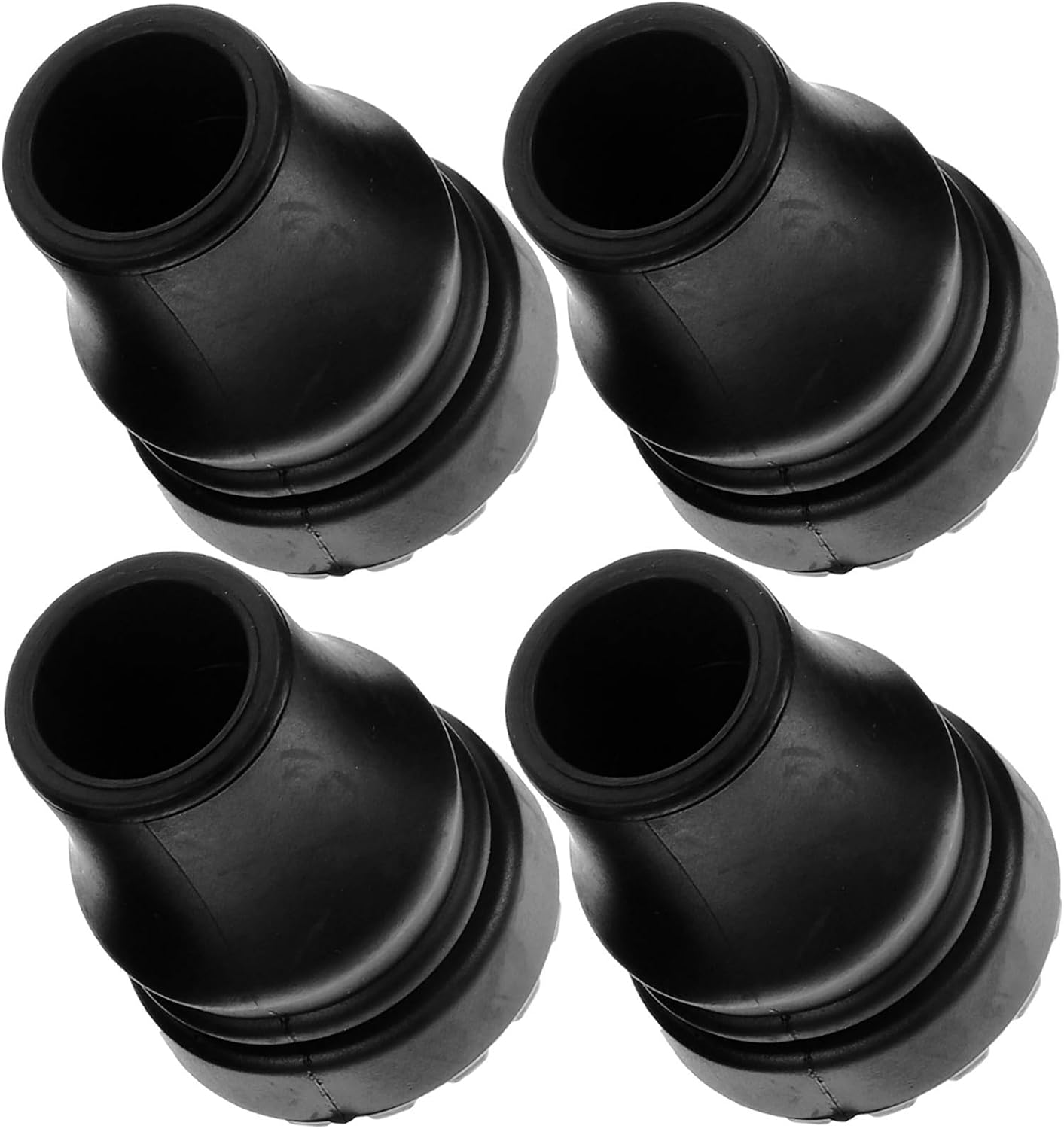 Levemolo 4pcs Black PVC Crutch and Cane Tips with Shock Absorption and Increased Grip, Anti-Slip Replacement Foot Pads for Frail Elderly Walking Sticks and Mobility Aids