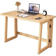 Foldable Solid Wood Desk No Assembly Needed Space Saving Home Office Table for Small Spaces Simple Workstation for PC Study Bedroom Color B Size 39.3"
