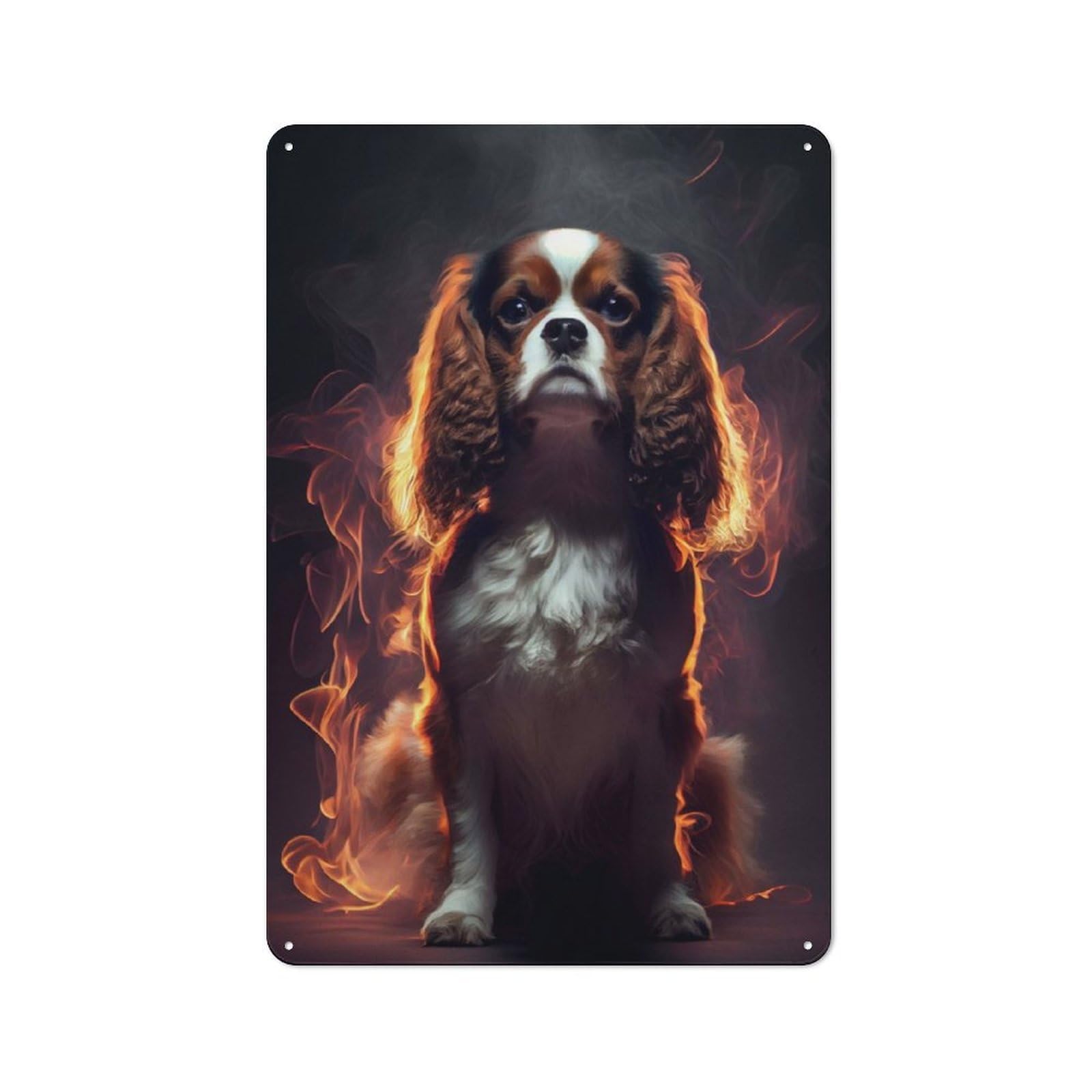 Junmoney Cavalier King Fire Tin Sign 30X20cm For Workshop Wall, Retro Wall Decor, Suited To Metal Sign Collectors