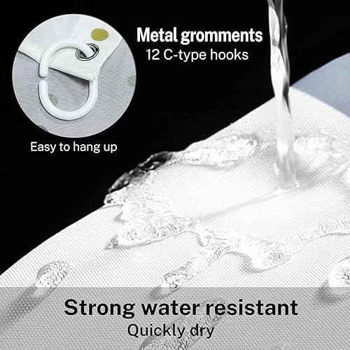 Miniatura 5 de Juego de 4 cortinas de ducha negras con cubos 3D, modernos juegos de baño con cortina de ducha y alfombras, cortina de ducha azul con 12 ganchos