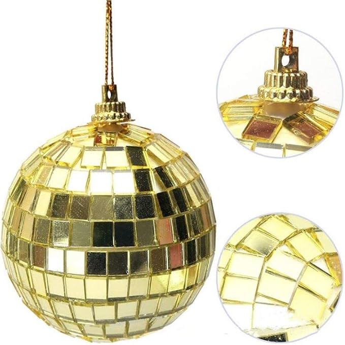 12 Esferas Disco Espejadas de 2 pulgadas Doradas miniatura 6