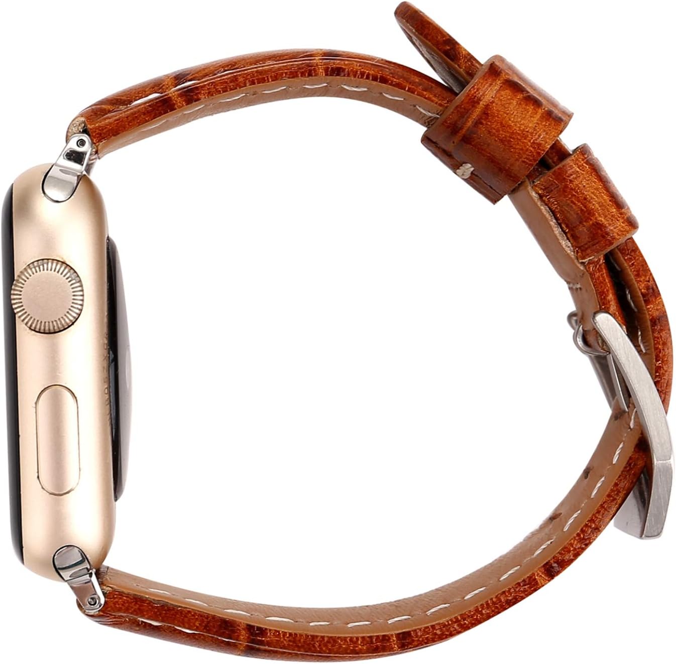 for Apple Watch Band 49 46 45 44 42 41 40 38 mm, Crocodile Pattern Genuine Cow Leather Watch Strap Replacement Wristband for iWatch Series 10 9 8 7 6 5 4 3 2 SE Ultra