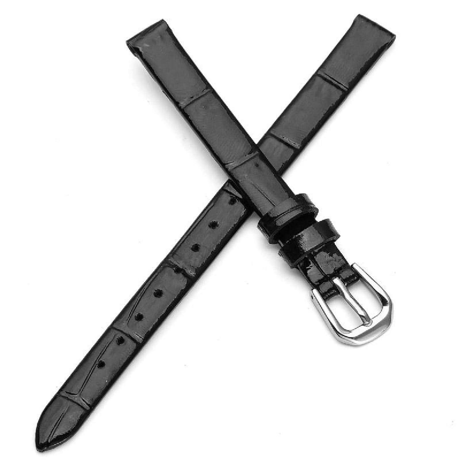 Cinturino per orologio in pelle liscia con motivo bambù e fibbia ad ardiglione da 6-18mm