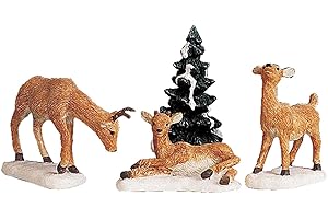 Lemax Village Collection Dad and Fawns Set of 4 #92299 - Christmas Village Deer