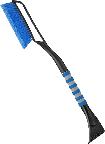 AstroAI 27" Snow Brush and Ice Scrapers for Car Windshield, Detachable Snow Scrapers with Ergonomic Foam Grip for Cars, Trucks, SUVs (Heavy Duty ABS, PVC Brush, Blue)