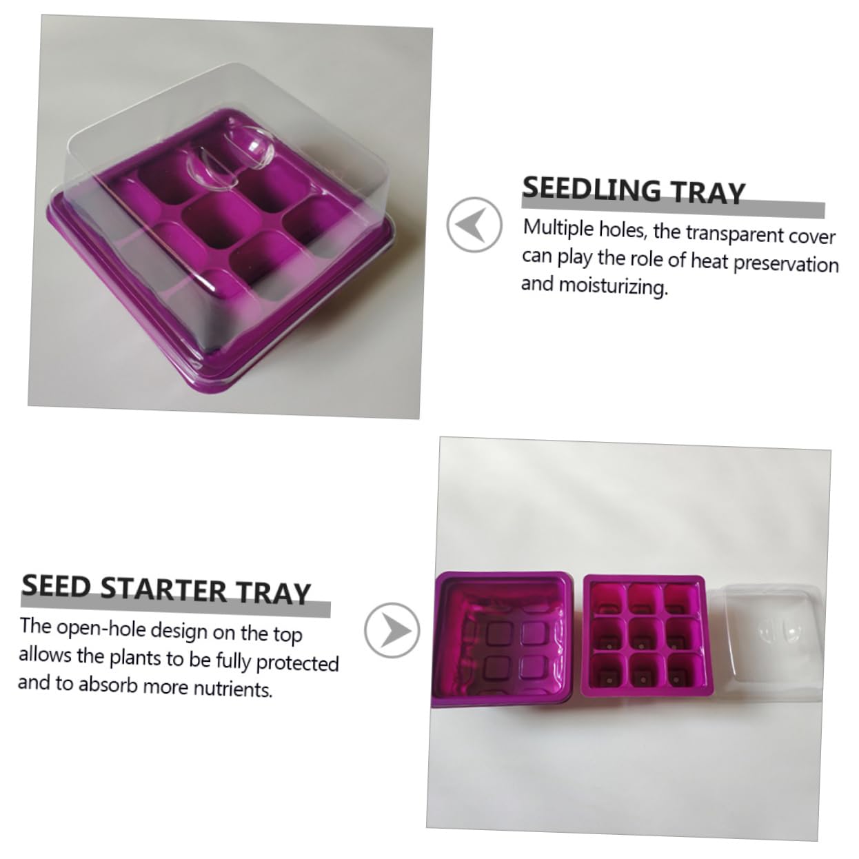 Toyvian 2 Series Caja De Vivero Bandeja para Múltiples Plántulas Maceta para Germinación De Plantas De Interior Bandeja Propagadora De Jardín De Drenaje con Tapa 2 Piezas*2