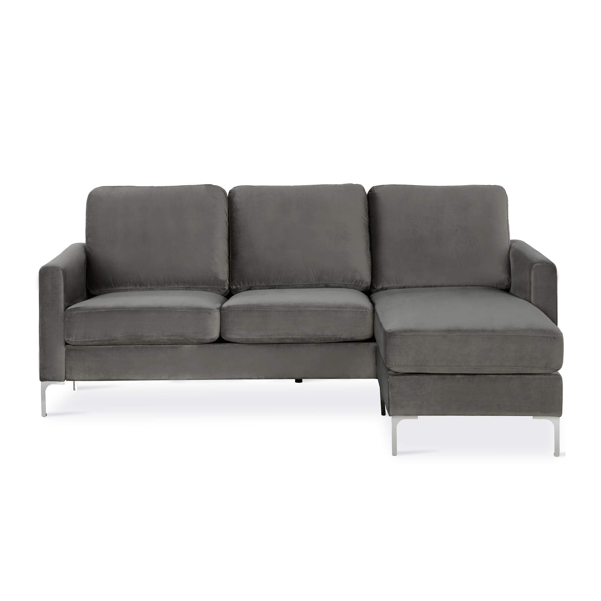 Novogratz Chapman Sectional Sofa In Velvet Grey from B&Q