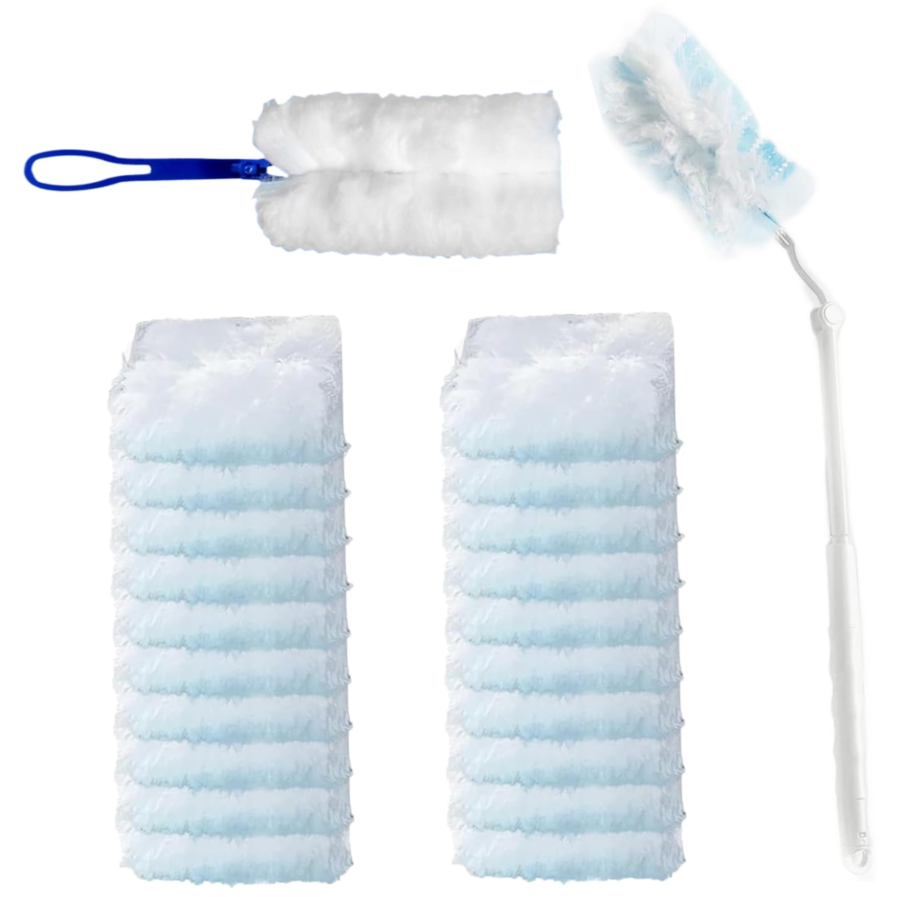 Sjfbebsy 2Pcs Disposable Dusters for Cleaning, Lint-Free Fiber Duster Refills, Retractable Dusters with Bendable Joints Suitable for Gaps, Keyboards, Fans and Displays - Duster