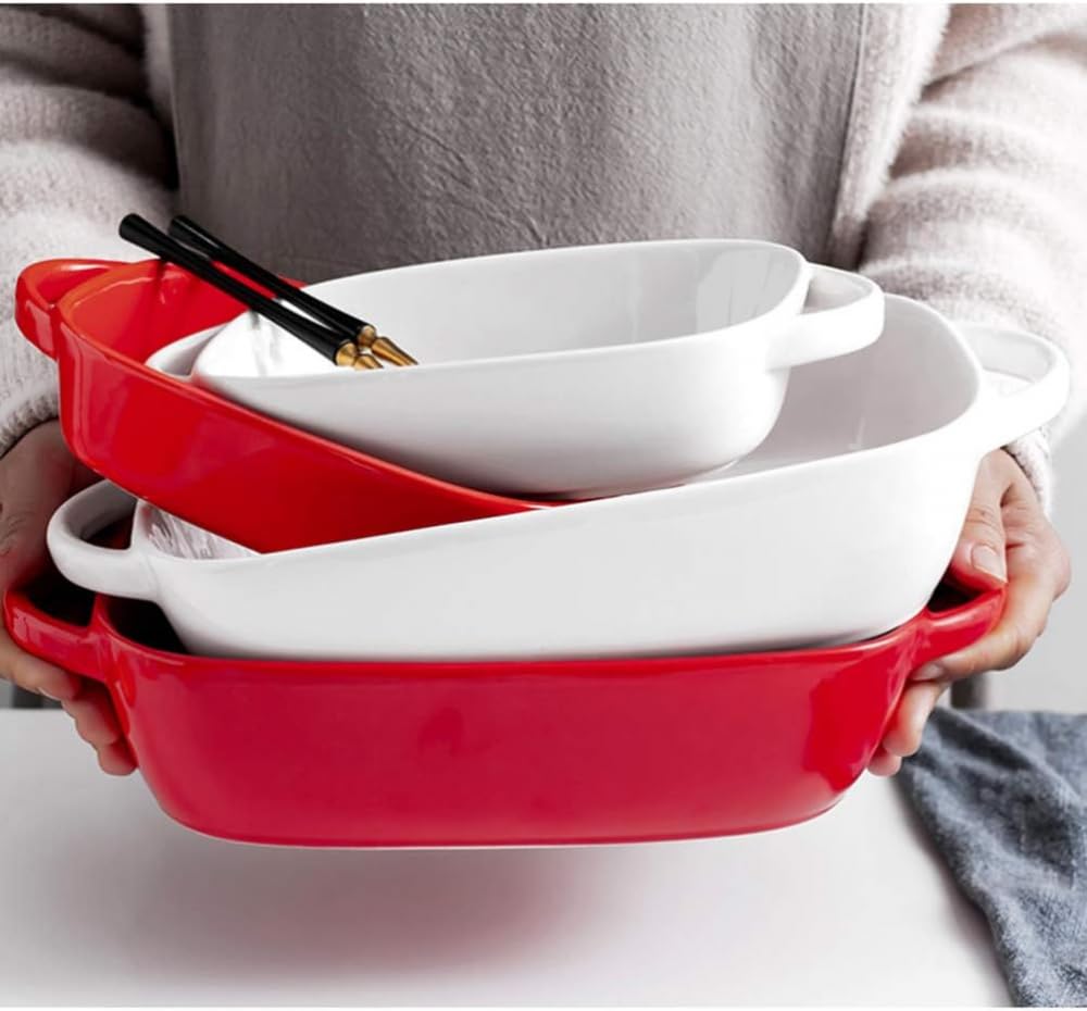 Formy do sernika, forma do lasagne z uchwytami – ceramiczne naczynia do pieczenia w piekarniku, ceramiczna forma do pieczenia, forma do zapiekania lasagne, indywidualne naczynia do pieczenia