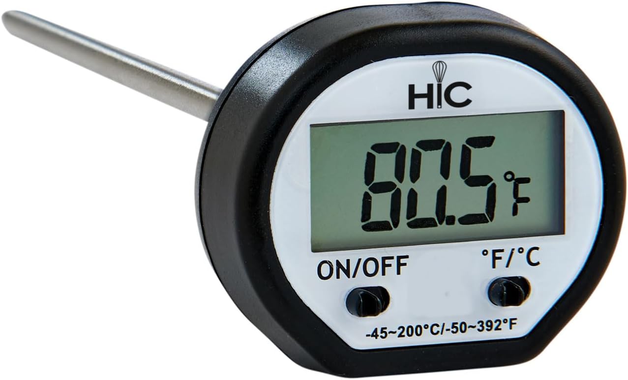 HIC Roasting Instant-Read Digital Meat Thermometer, Shatterproof LCD Display