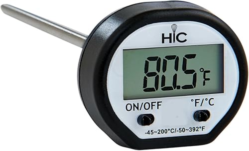 Miniatura 8 de HIC Kitchen Termómetro de carne de lectura instantánea para asar, acero inoxidable, cara inastillable, cubierta protectora con tabla de temperatura