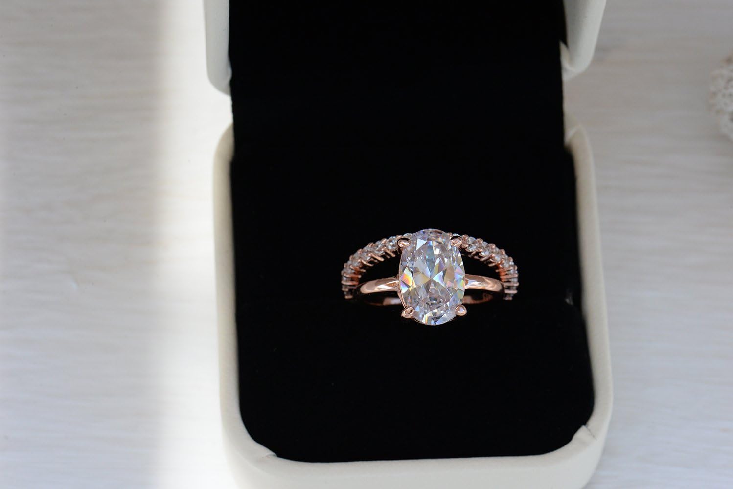 LEMON GRASS 3.5ct Oval Solitaire Engagement Ring Thin Band in Sterling Silver 925 Size 4-9