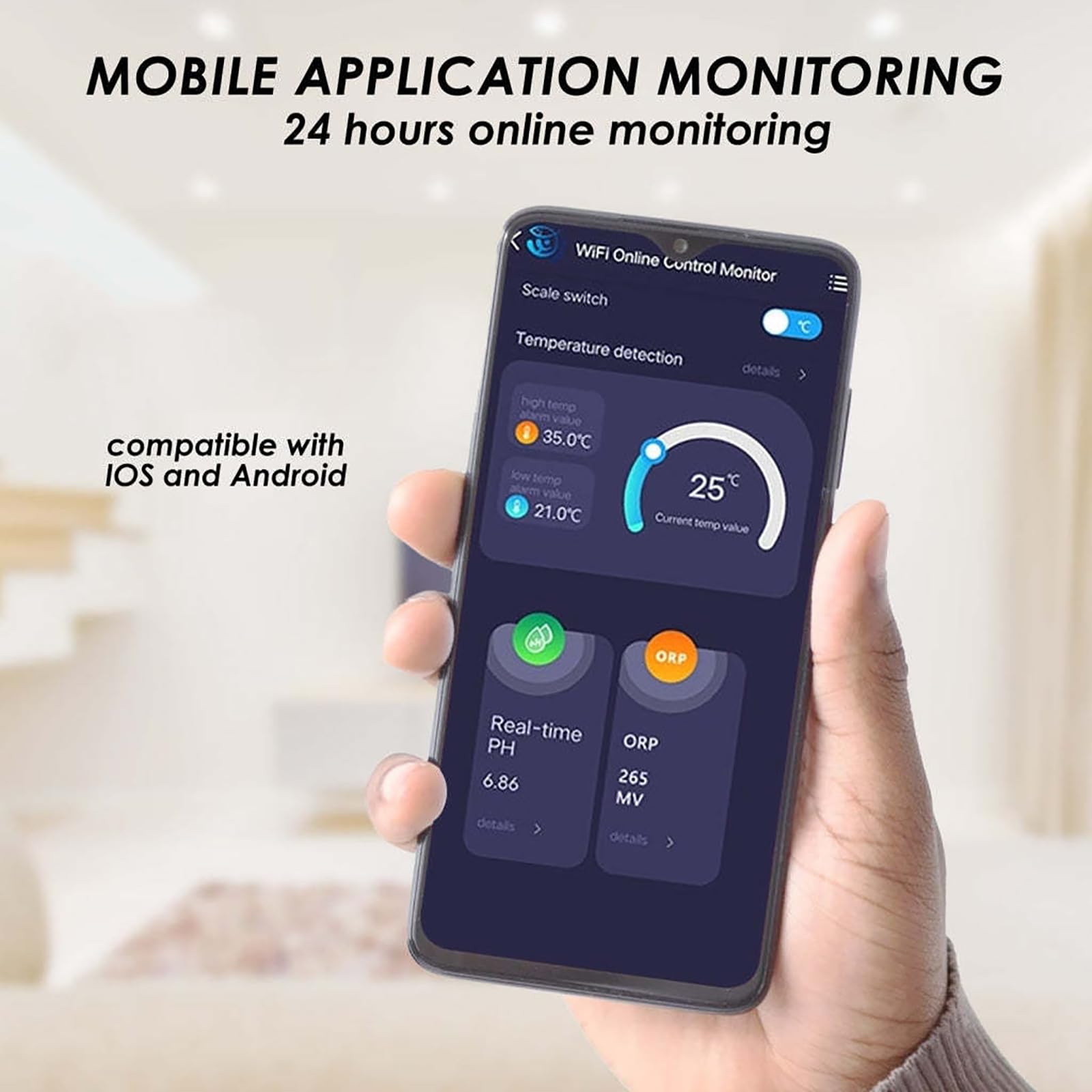 Medidor De Ph Inteligente para Hidroponía, Monitor Digital De Ph Ppm para Hidroponía con Doble Toma De Corriente Y Monitoreo En Tiempo Real Mediante Aplicación, Preciso, para Tanques