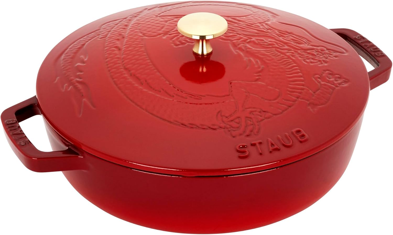 STAUB Cast Iron-Braisers/Sauté 2.5-qt Saute Pan with Dragon Lid-Cherry (Cherry) Thumbnail