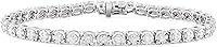 Belacqua 1 Carat Lab Grown Diamond Tennis Bracelet Sterling Silver, Round Cut G Color SI Clarity, 6-8in Women's Jewelry Gift Box