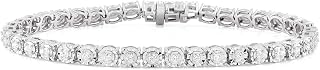 Belacqua 1 Carat Lab Grown Diamond Tennis Bracelet Sterling Silver, Round Cut G Color SI Clarity, 6-8in Women's Jewelry Gift Box