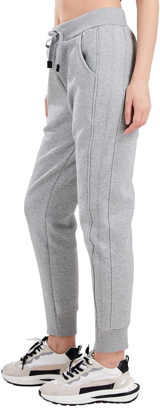 utcoco Women's Athletic Fit Thicked Fuzzy Sherpa Lined Warm Drawstring Tapered Jogger Sweatpant