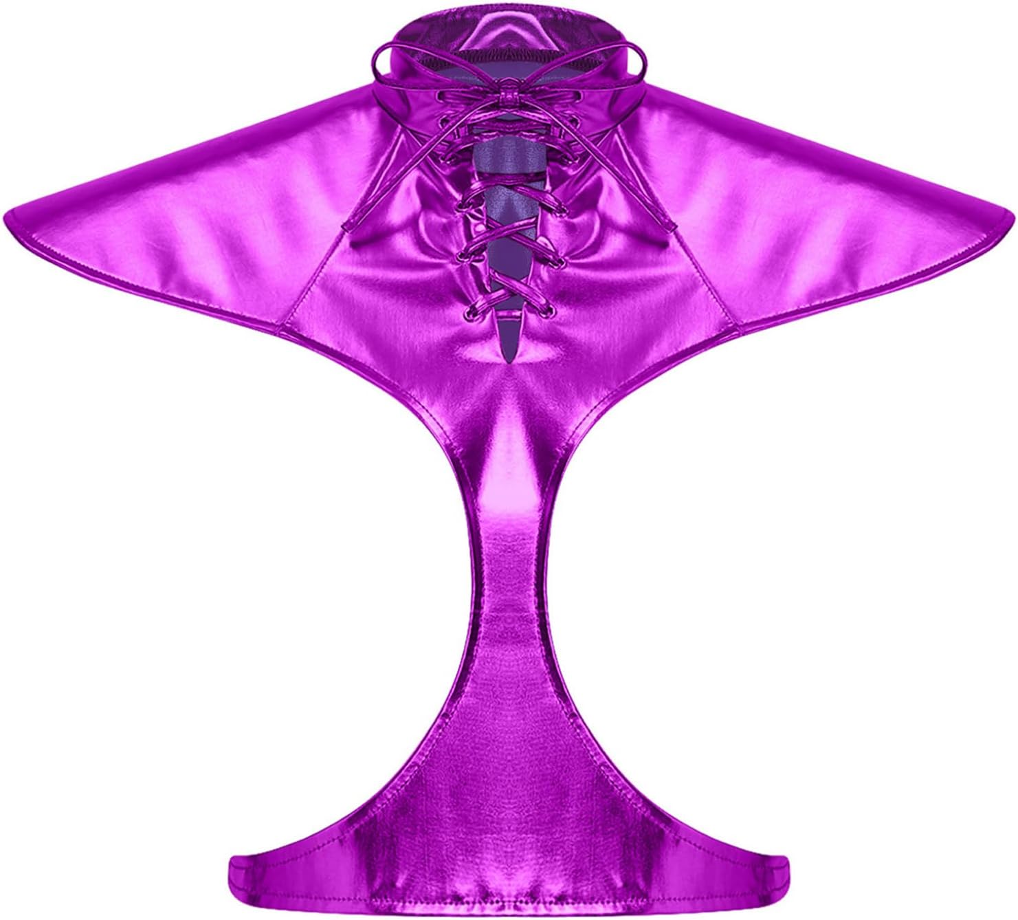 ACSUSS Women Metallic Shiny Body Chest Harness Fly Sleeves Shoulder Guard Crop Top Punk Accessories