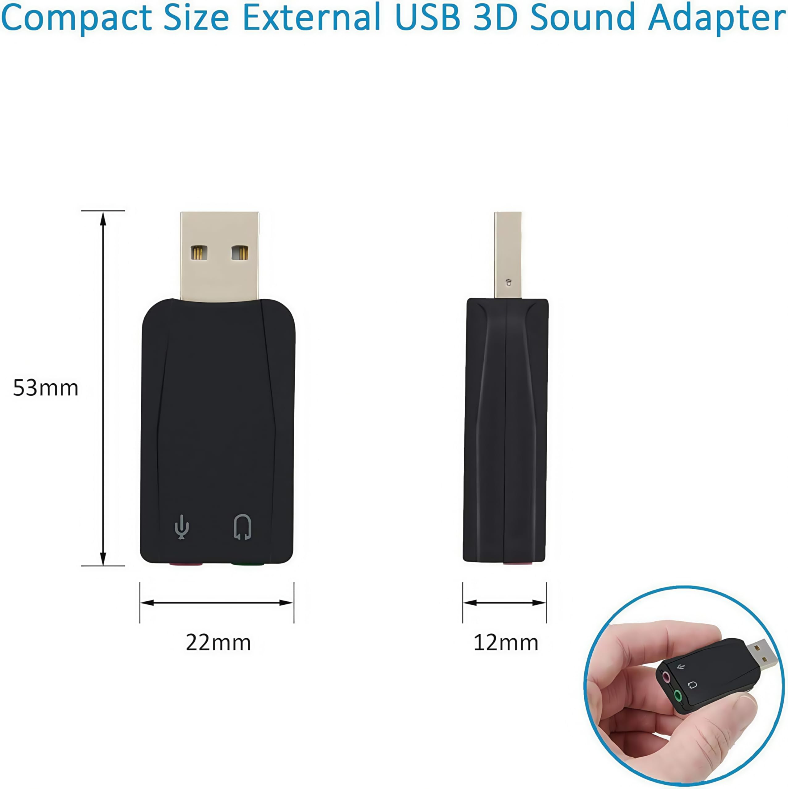 Adattatore audio stereo 3D USB esterno con jack da 3,5 mm per cuffie con microfono per cuffie, installazione senza driver della scheda audio USB per Win Mac OS Linux PS4