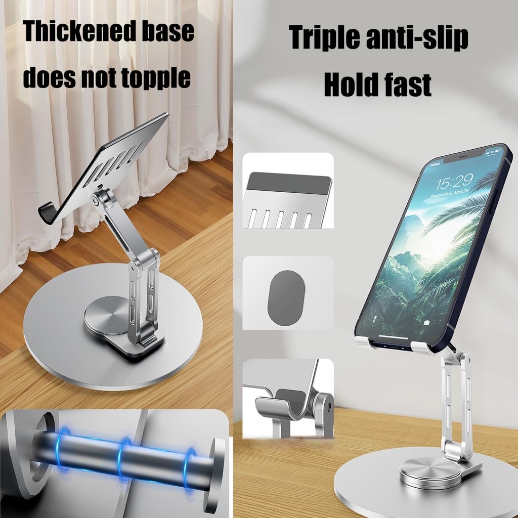 Supporto da scrivania per telefono con base ispessita Rotazione 360 Supporti per smartphone per la casa