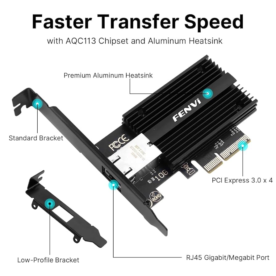 美品 FENVI 10Gbps LANカード AQC113 PCIe3.0x4 FENVI 10Gbps PCIE に RJ45 ネットワークカードマーベル AQC113