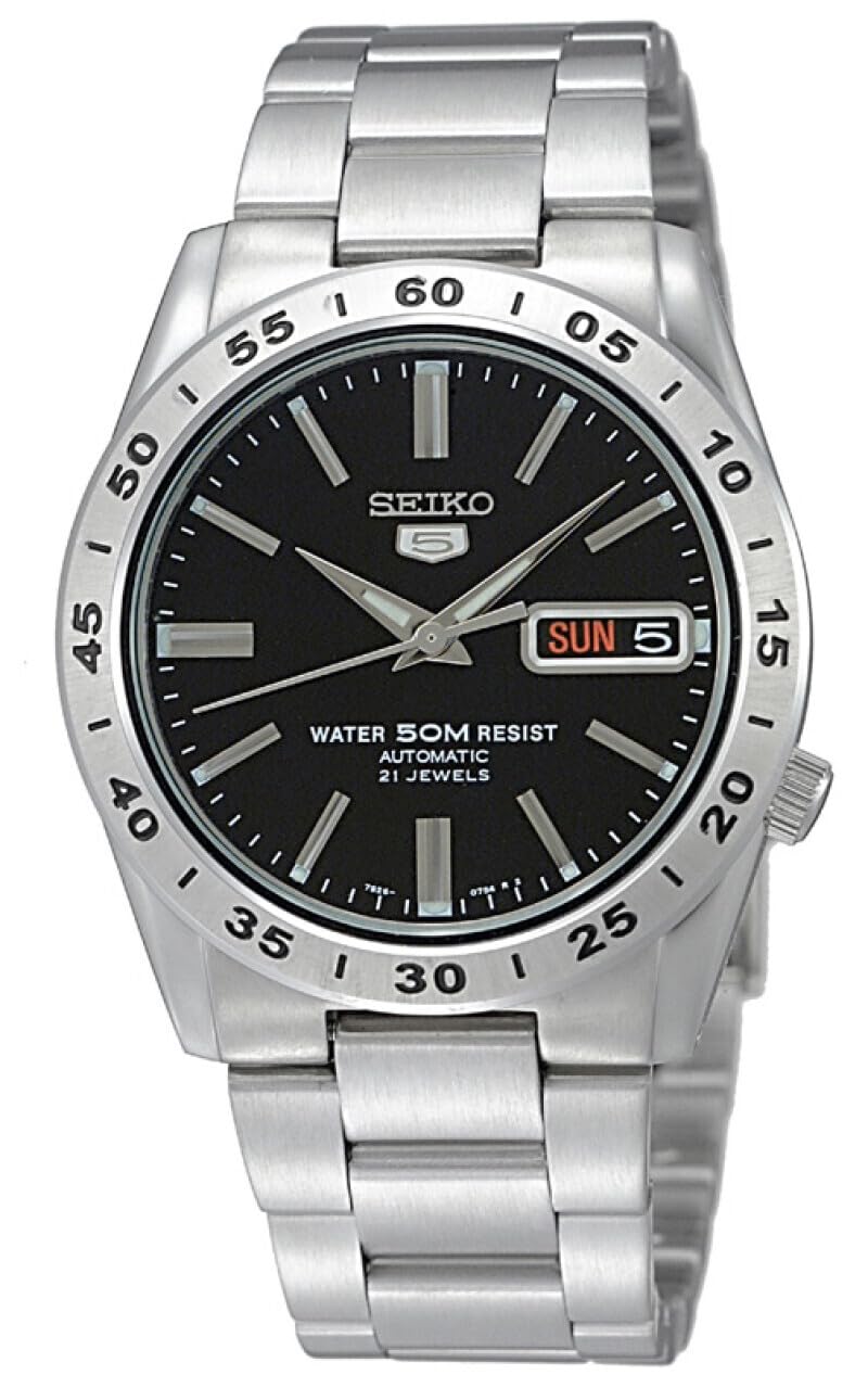 Seiko Relógio analógico masculino automático com pulseira de aço