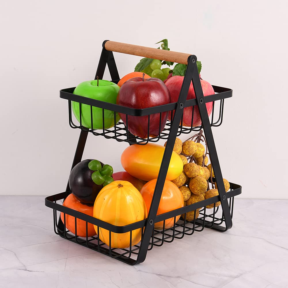 Amazon｜フルーツバスケット キッチン用2段メタルフルーツボウル