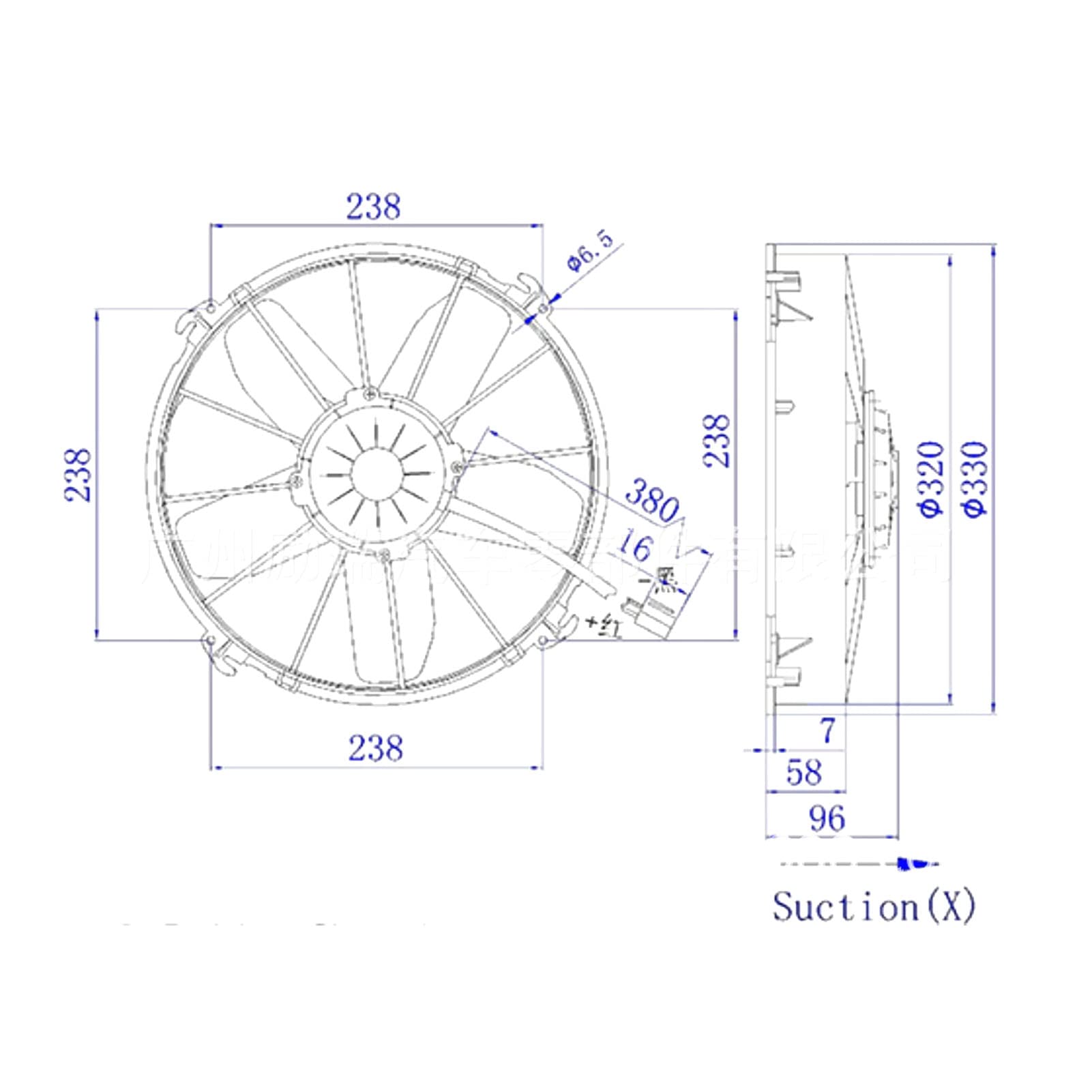 330 Mm AC-Kondensator, Elektrischer Lüfter, 24 V, 160 W, Hohe Leistung, Fünf Flügel, Klimaanlage, Kühlerlüfterbaugruppe für Busse, LKWs