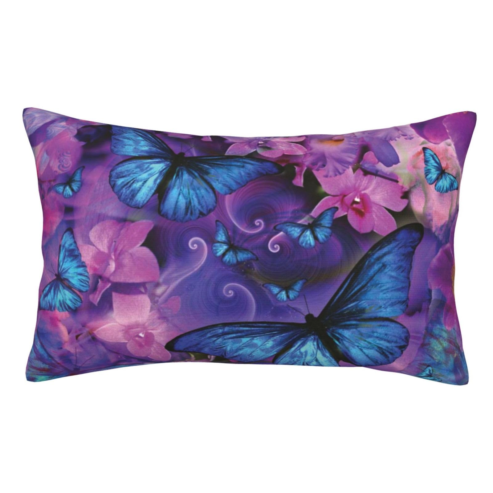WKSGDSG Soft Plush Pillow Cover For Sofa & Bed, Butterfly, Standard Furry Throw Pillow Case 35x50 cm, Decorative Cushion Cover For Bedroom Living Room Decor, Hidden Zipper Pillowcases For All Seasons