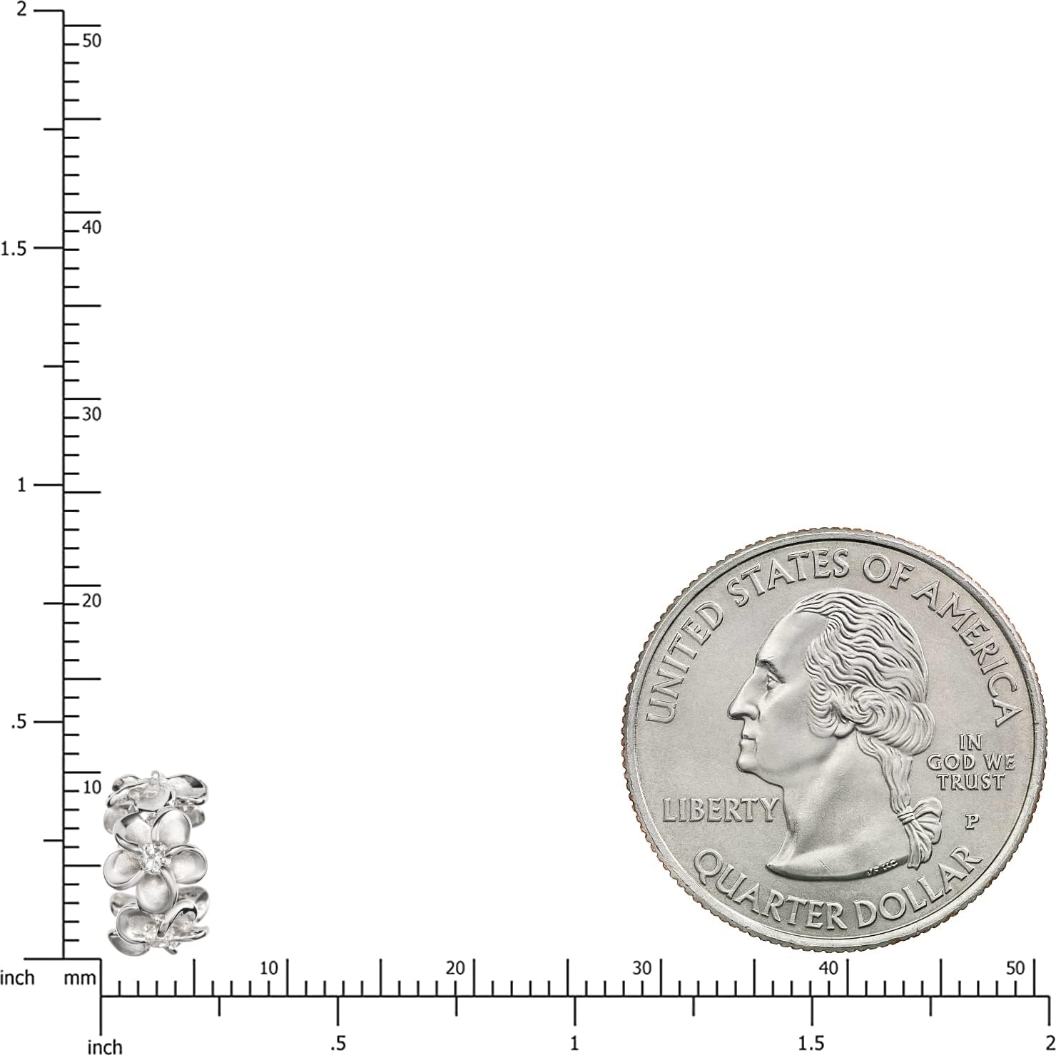 925 Sterling 14K Gold Plated Silver Cubic Zirconia Hawaiian Plumeria Flower Lei Barrel Necklace Pendant with 18" Box Chain, Nickle Free Hypoallergenic for Sensitive Skin, Gift Box Included (Silver)