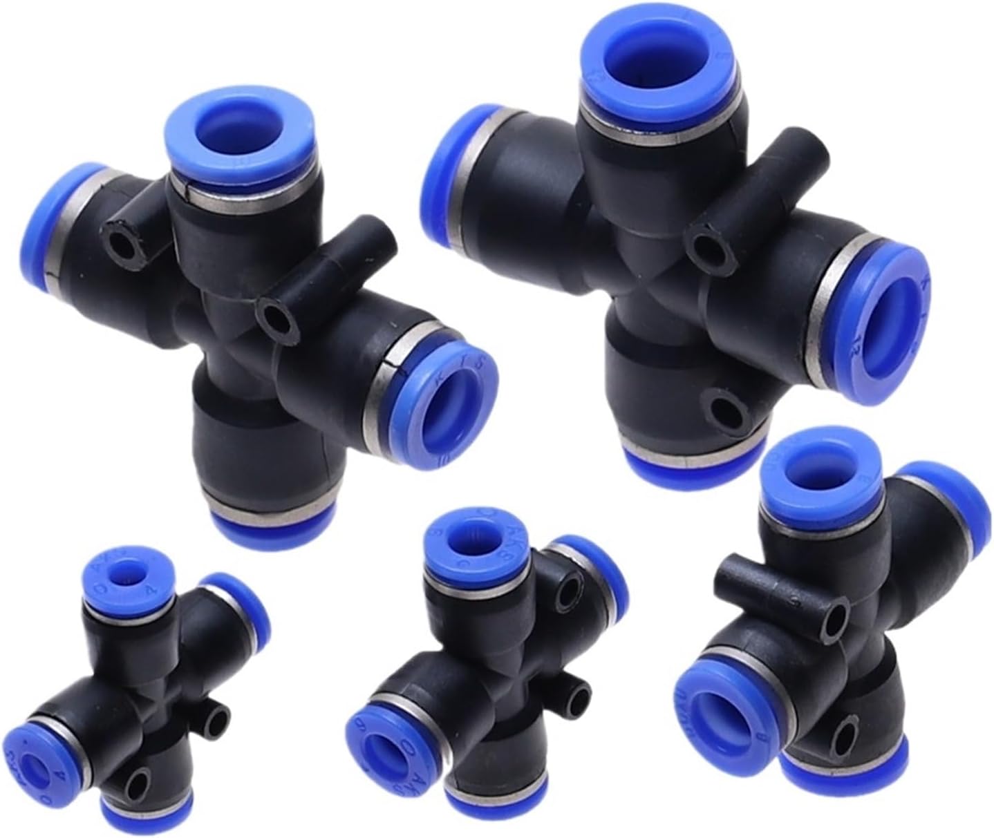 4 6 8 10 12mm Air Fitting 4-Way Cross Shaped Splitter Push in Pneumatic Tube Connector Quick Fittings(4MM)