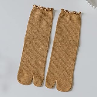 SLNFXC Lace Two-toe Socks Two-finger Socks Toe Socks Cotton Socks Four Seasons Medium Tube (Color : A, Size : Even size)