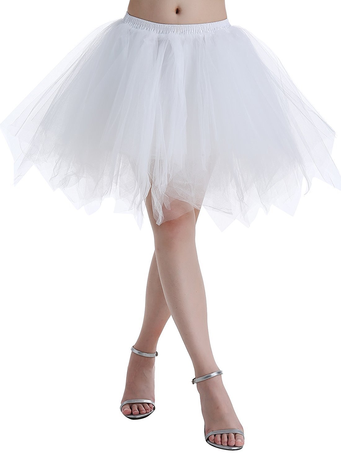 Chicwind Women's White Plus Size Puffy Tutu Layered Tulle Petticoat Skirt, Xl/Xxl/Xxxl,
