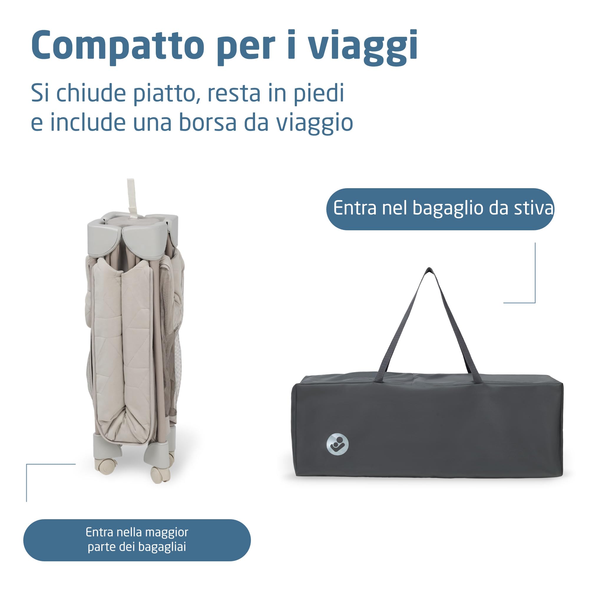 Maxi-Cosi Merlin, 2 in 1 Culla da Campeggio Neonato & Area Giochi, 0-4 Anni, 0-18 kg, Lettino da Viaggio Bambini, Chiusura in 1 Secondo, Materasso 120x60 cm, Finestra Laterale, Elegance Beige