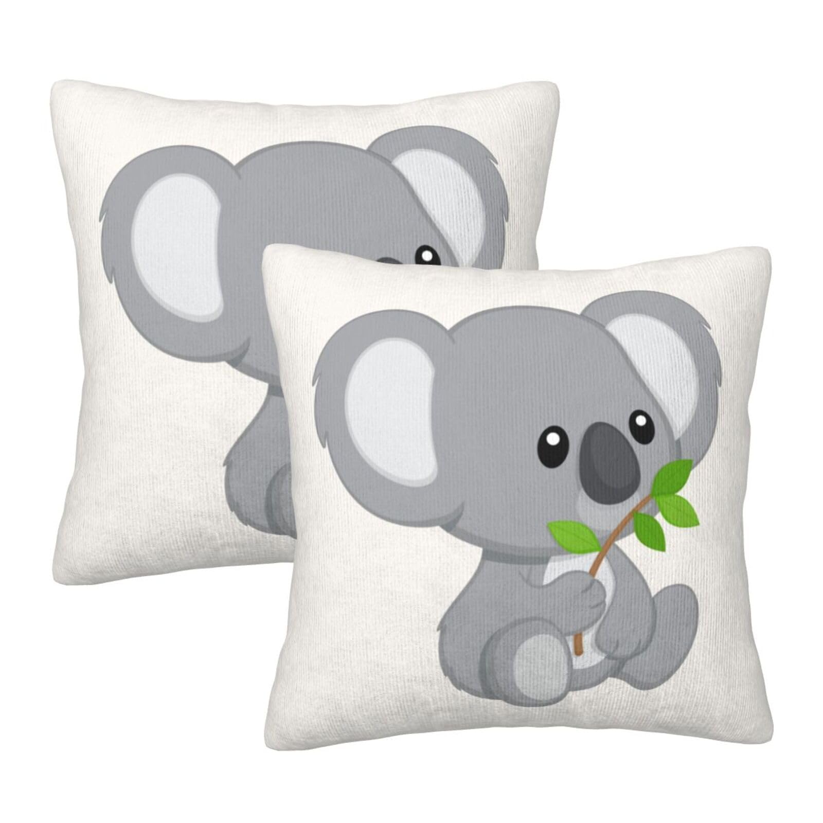 Taies d'oreiller carrées koala eat leaf en lot de 2 pour chambre