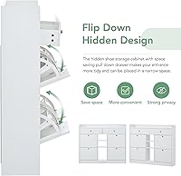 Vista 8 de Zapatero con 4 cajones abatibles, zapatero con estante de 2 niveles, organizador independiente de almacenamiento de zapatos con cajones y estantes