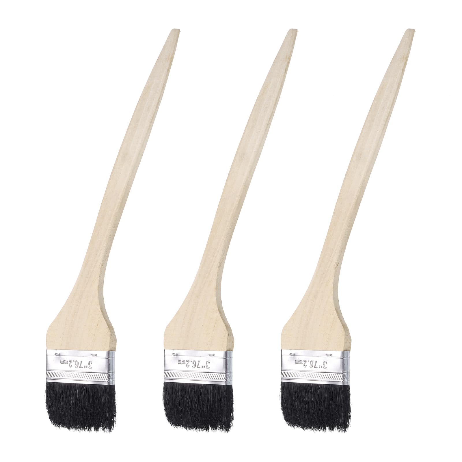 uxcell 3 pinceles curvados de 3 pulgadas de ancho para pintura de pared, cerdas suaves con mango largo de madera para pintura de bricolaje tratamiento de pared