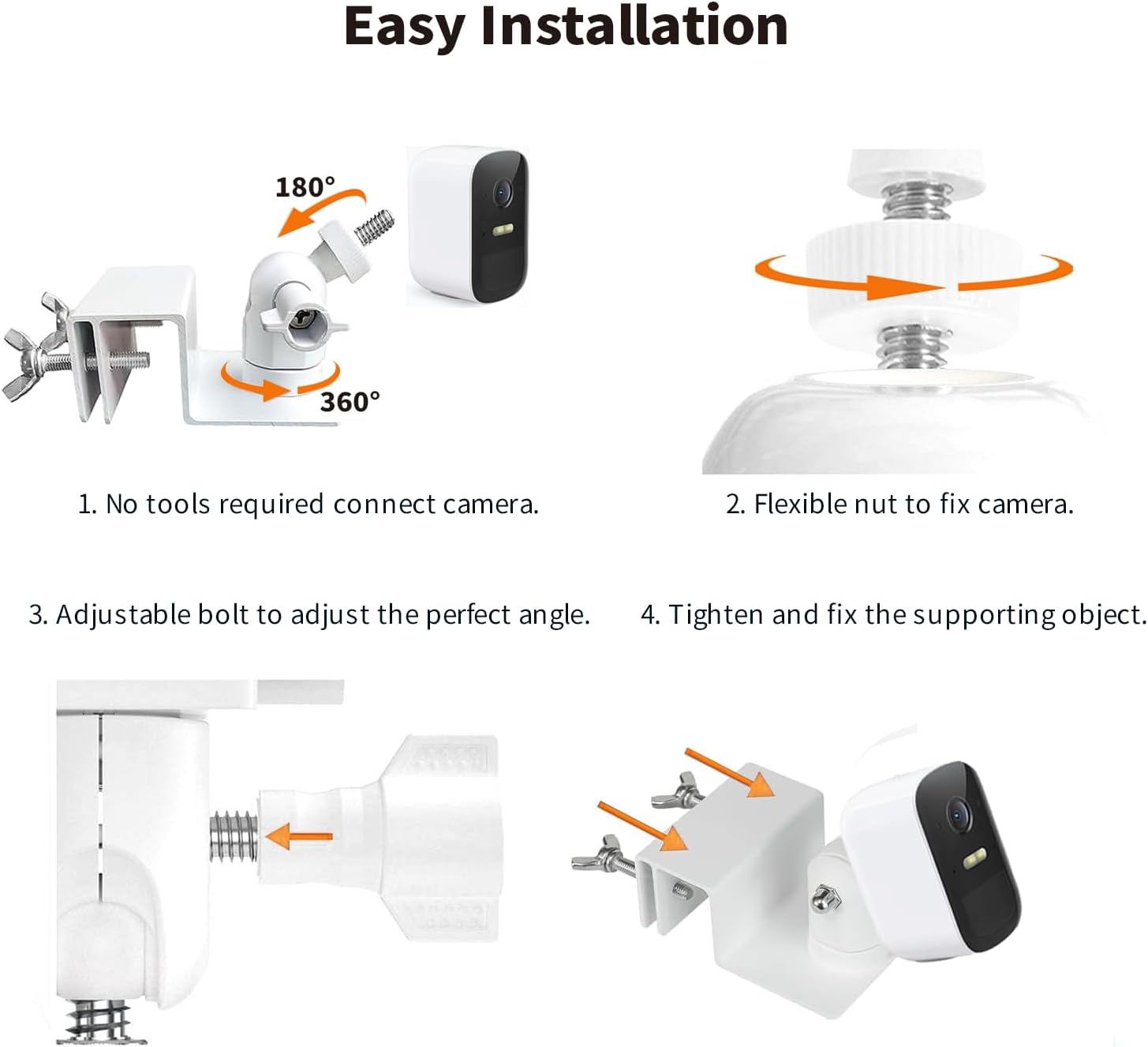 Tonton 2-Pack Gutter Mount Compatible with eufy Security SoloCam S220/C210, eufyCam 2C/2C Pro, 3/S330, 2/2 Pro, 3C/S300, 360° Adjustable Weatherproof Mounting Bracket for Eufy Security Camera