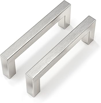 Goldenwarm 30 Pack 3-3/4 Inch Brushed Nickel Cabinet Pulls Square Drawer Handles Silver Kitchen Hardware Cupboard Dresser