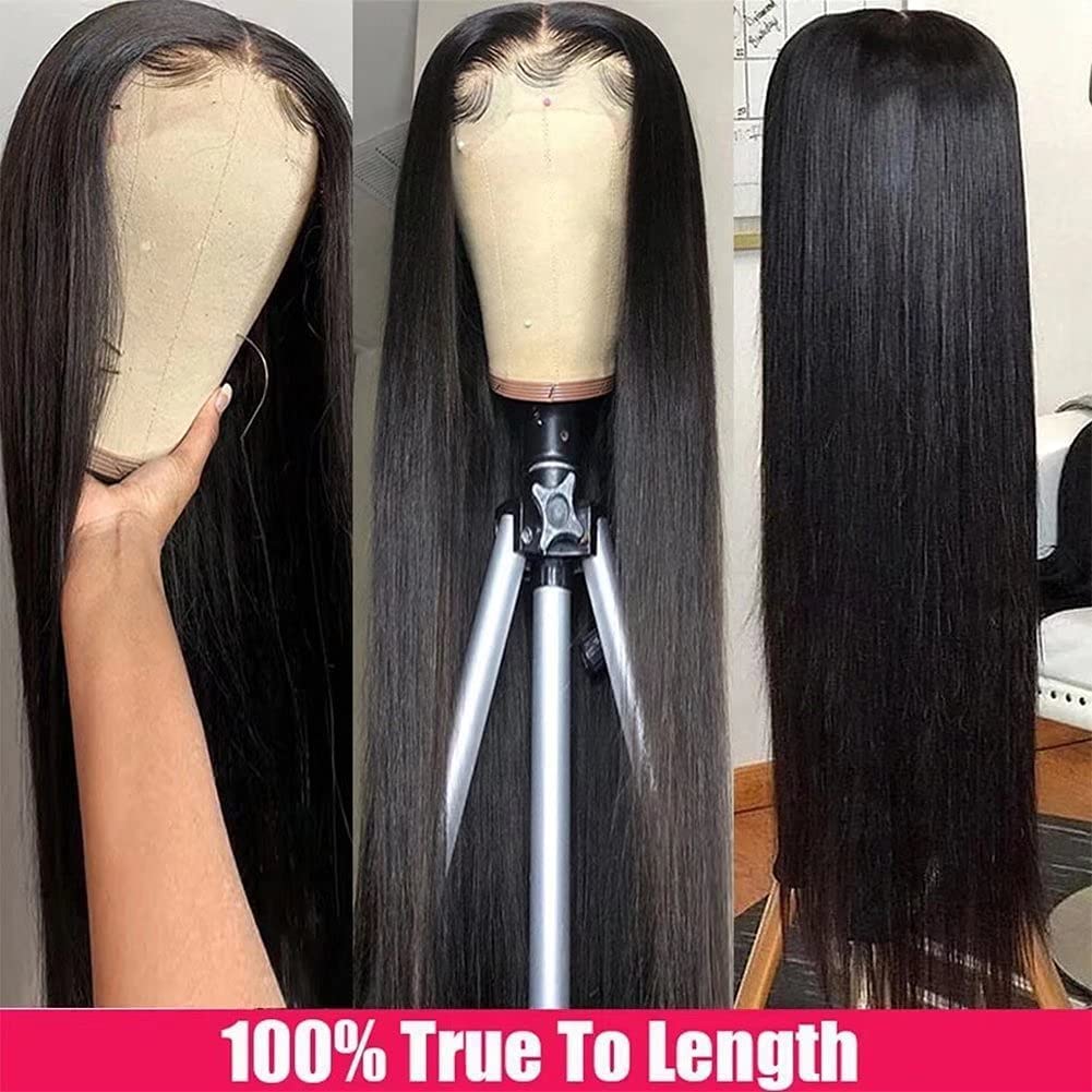 HD Transparent 13x6 Straight Lace Front Wigs Human Hair 180% Density Straight Frontal Wigs for Black Women Baby Hair Bleached Knots