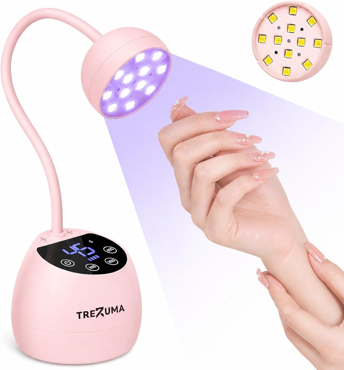 Lámpara de uñas UV – Lámpara de uñas LED de 36 W para uñas de gel, luz UV de curado por flash inalámbrico para uñas de gel con 12 cuentas LED, lámpara de uñas de cuello de cisne recargable, sensor automático y 4 temporizadores