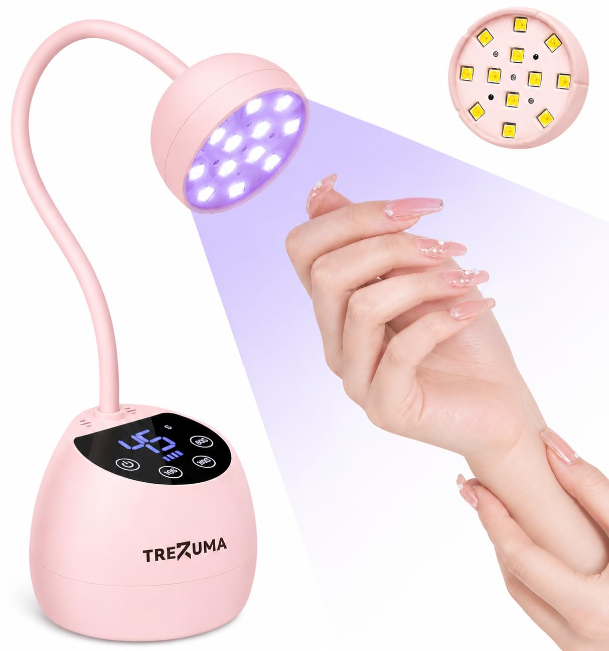 UV Nail Lamp - 36W LED Nail Lamp for Gel Nails, Cordless Flash Cure UV Light for Gel Nails with 12 LED Beads, Rechargeable Gooseneck Nail Lamp, Auto Sensor & 4 Timers