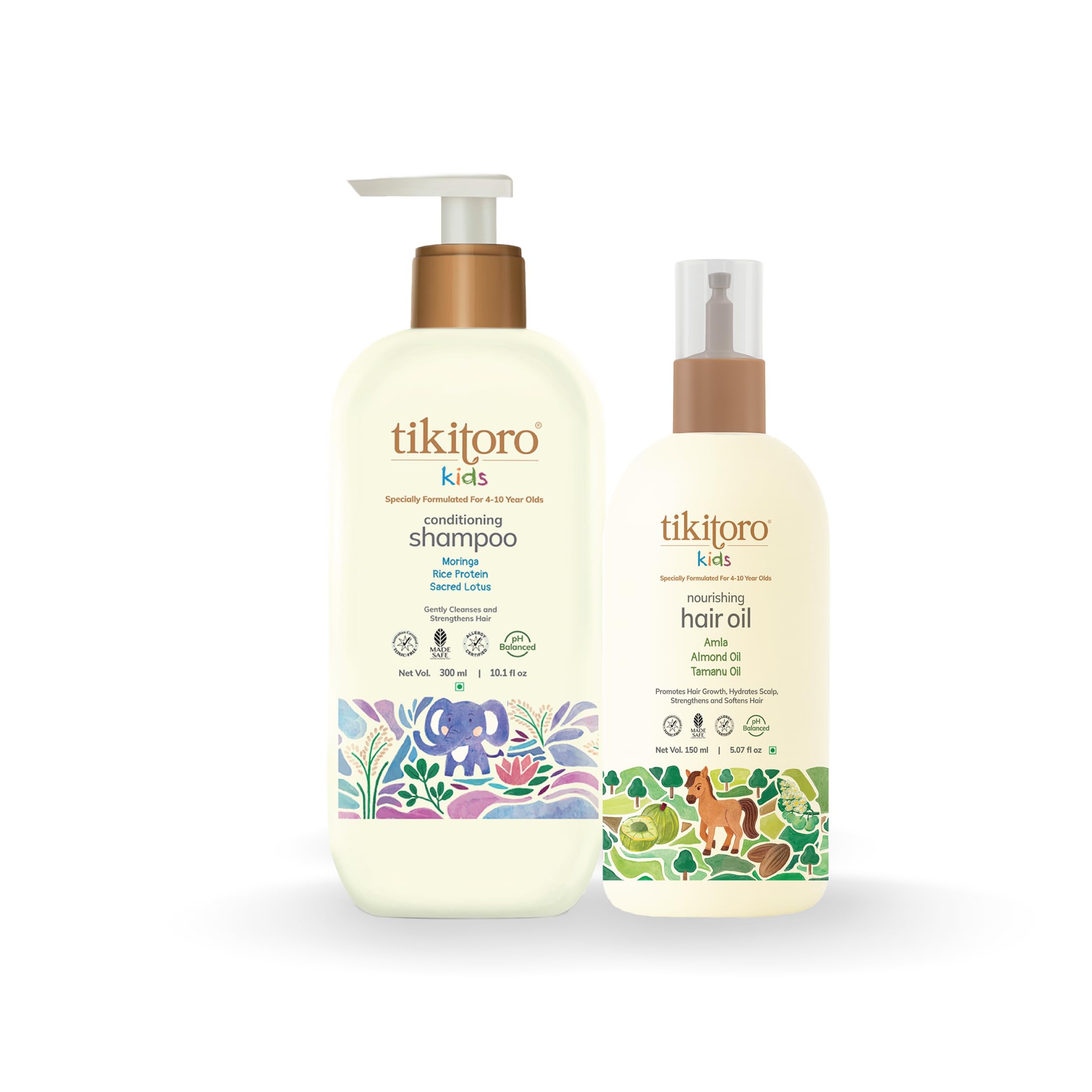 Tikitoro Kids Haircare Combo Nourishing Hair Oil & Conditioning Shampoo, 100% Vegan Promotes Hair Growth, Conditions Hair & Scalp, No Paraben & Sulphate (150 ml x 1 & 300 ml x 1)-image-17